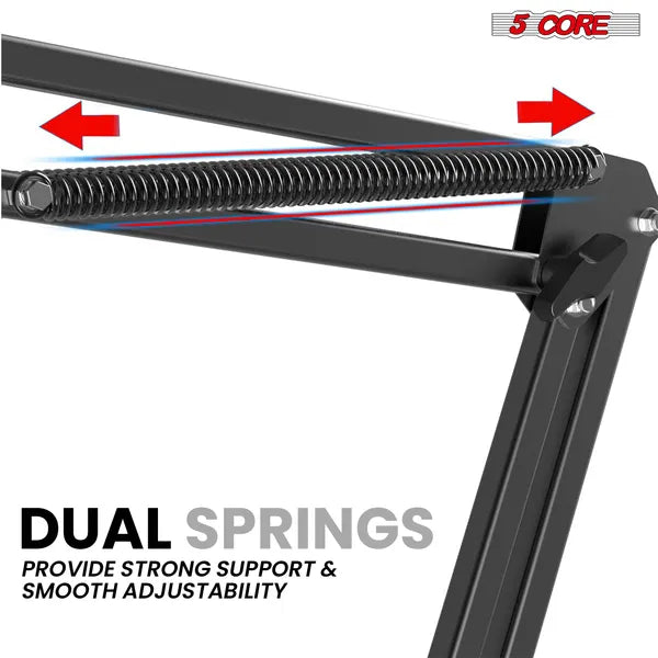 5 Core Microphone Arm Stand Upgraded Adjustable Suspension Boom Scissor Arm Mic Holder With Pop Filter 3/8" To 5/8" Adapter Mic Clip Shock Mount Cable Ties ARM SET 16