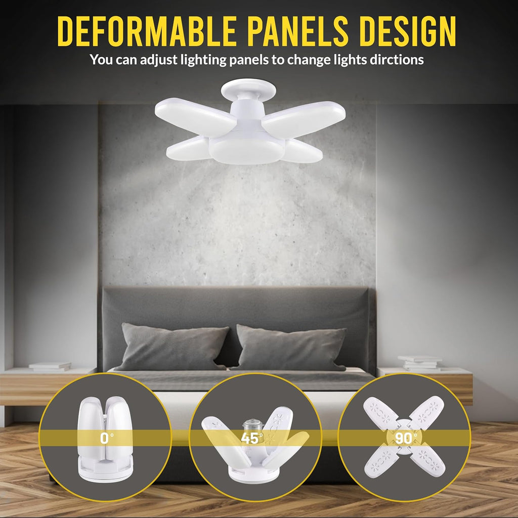 Charkee 25W Cool Day Mini fan Blade 4 Leaf Foldable LED Bulb with Angle Adjustable Ceiling Lights Home Pack of 4