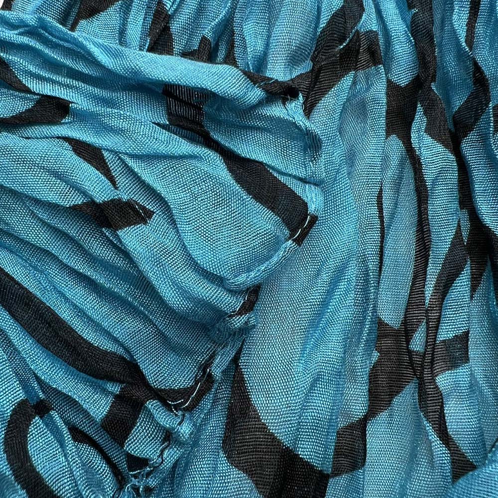 Turquoise Printed Crinkle Scarf - Summer Beach Cover-Up Accessory