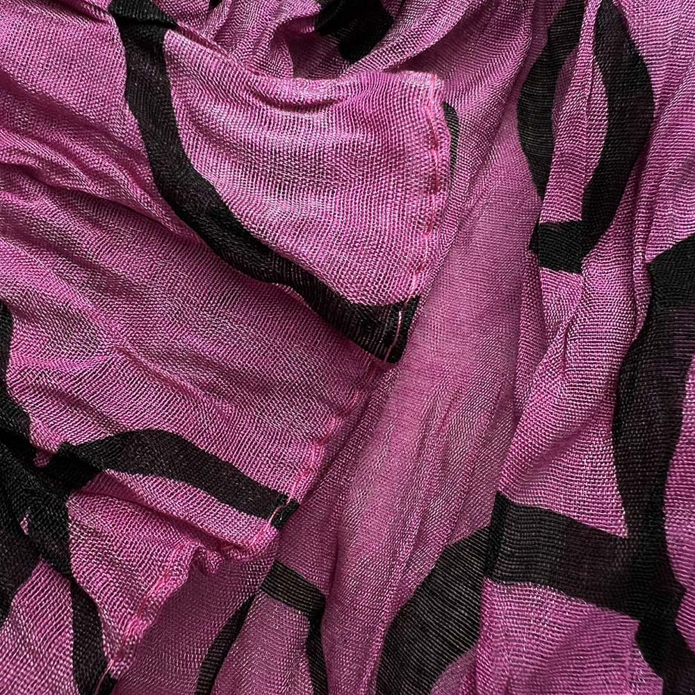 Hot Pink Crinkle Polyester Scarf - Textured Print Scarf For Casual Outfits