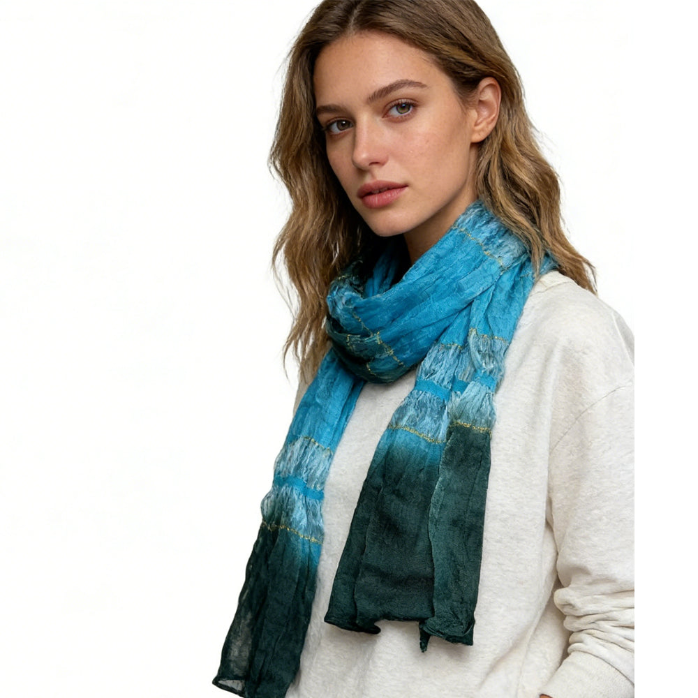 Turquoise Metallic Scarf - Shimmer Skinny Scarf 66inchx9.4inch