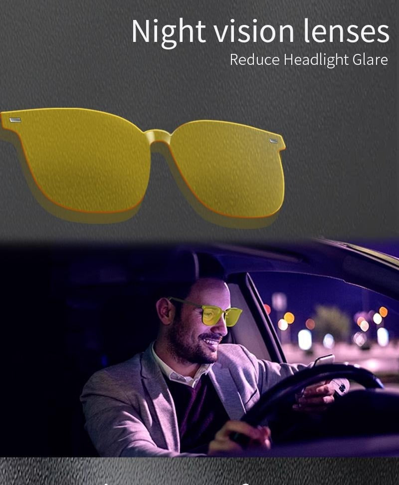 Smart AI Bluetooth Glasses With Magnetic Interchangeable Lenses- UV&Blue Light&Night Vision, Open Ear Speakers, Touch Control, 8H Battery