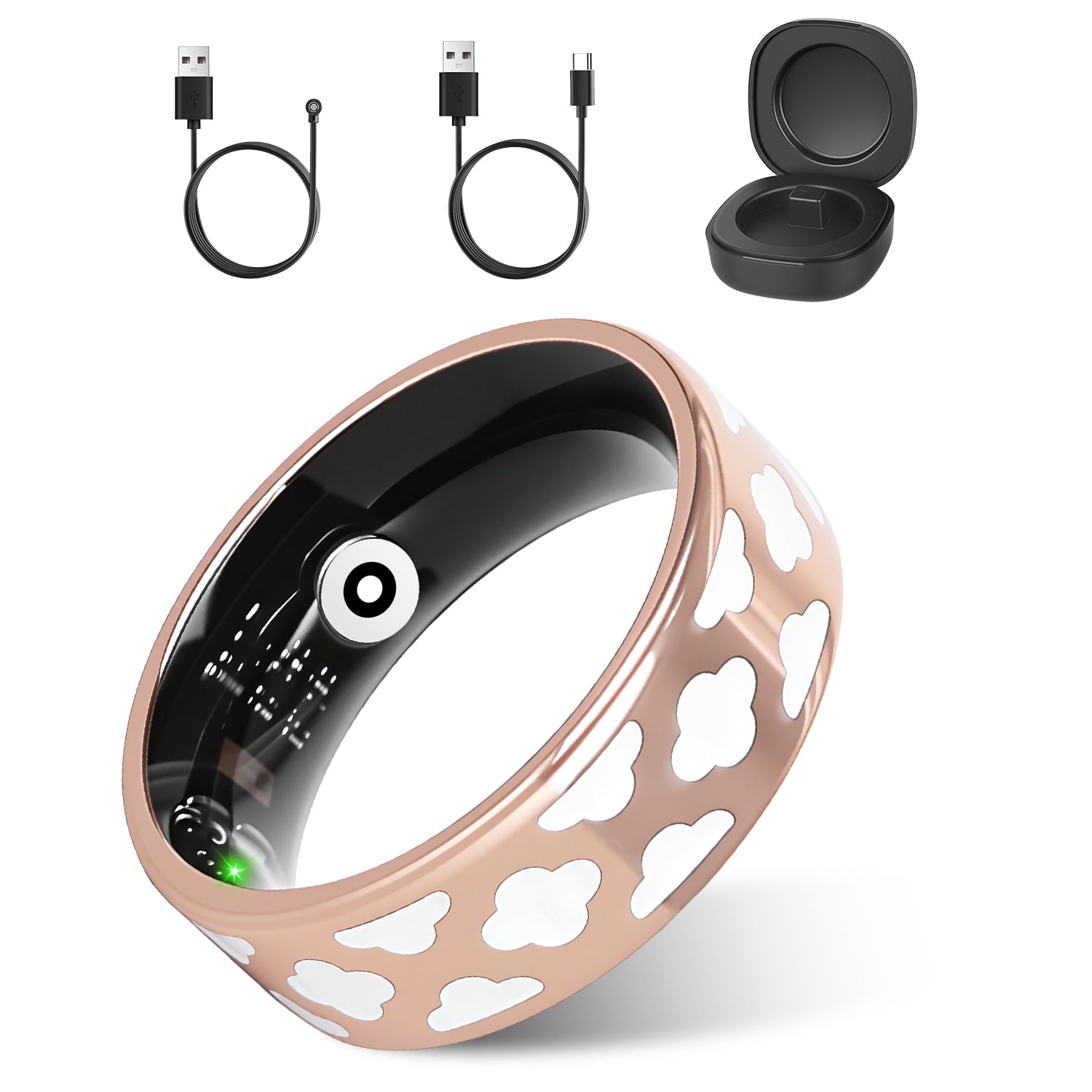 Smart Ring Health Tracker Fitness Sleep Stress HRV Tracker With Charging Case Magnetic Charging Cable For Women & Men Compatible With IOS & Android 7-Day Battery Life Size 7 Size 8 Size9 Size10