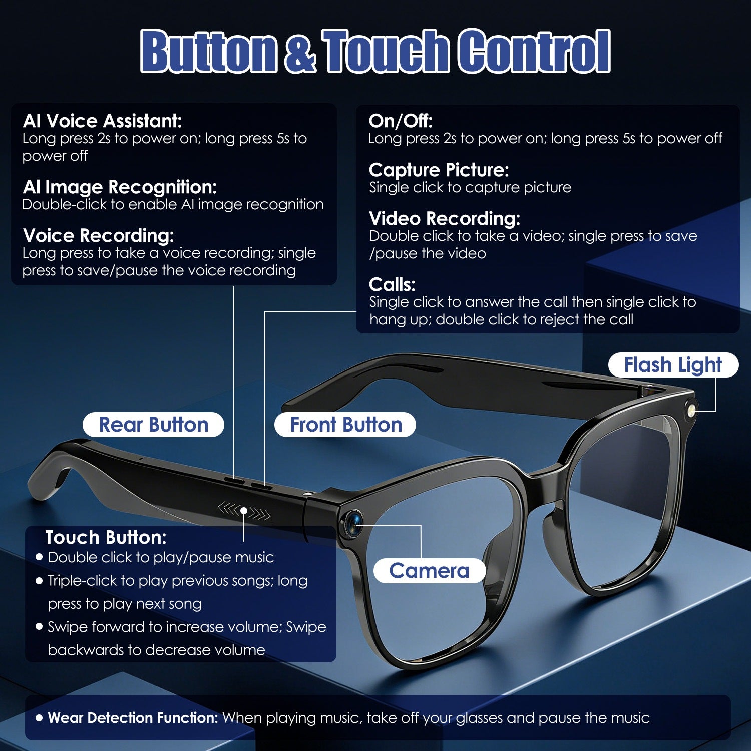 1Pc AI Smart Glasses With Camera And Audio 8MP HD1080P Real Time Translation 139 Languages Voice Assistant AI Photo Recognition Music Playback & Hands-Free Calling For Travel Meeting Vlog