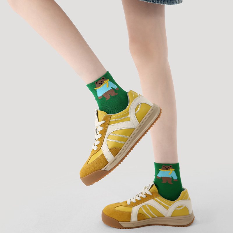 Renaissance Women's Short Socks 3-Pair Set Spring Summer Cartoon Low-Cut Boat Socks Instagram-Worthy Cute Minimalist Versatile Style For Girls