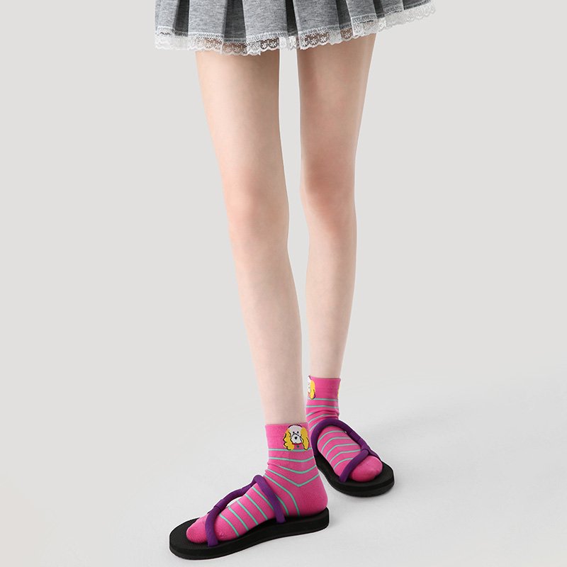 Renaissance Women's Short Socks 3-Pair Set Spring Summer Cartoon Low-Cut Boat Socks Instagram-Worthy Cute Minimalist Versatile Style For Girls