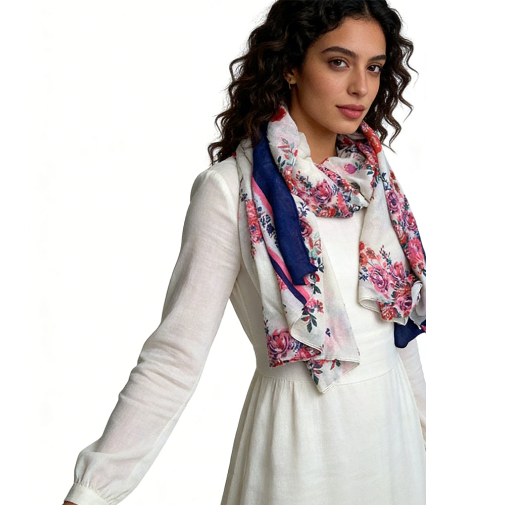 2pcs Extra Long Chic Floral Lightweight And Stylish Wrap Scarf ,Luxe Look For Evening Wear,Scarf,vacation,daily Life,evening Party,Office Appropriate Subtlety For Women Men