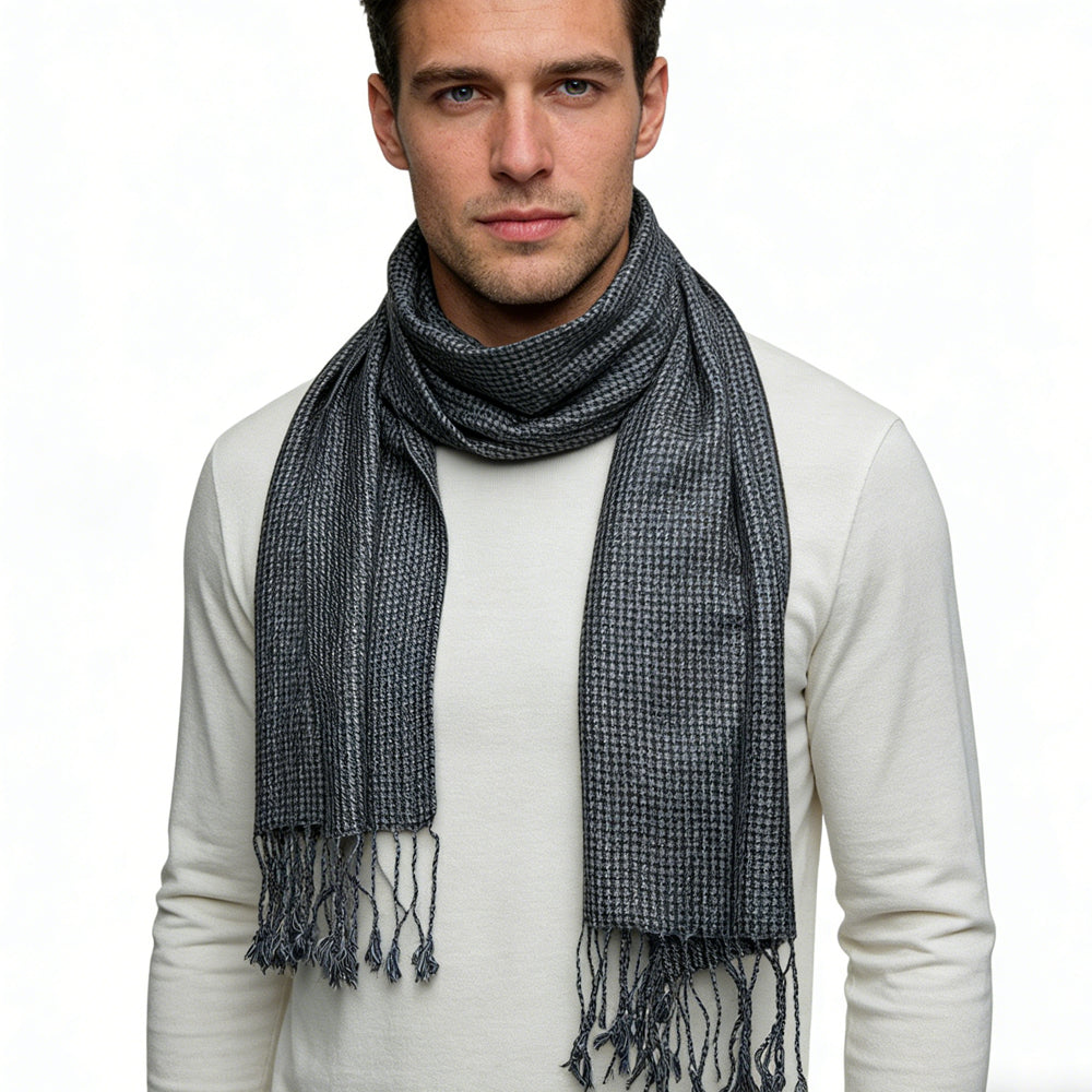 2pcs Grey Textured Minimalist Tone-on-tone Jacquard Scarf ,Luxe Look For Evening Wear,Scarf,vacation,daily Life,evening Party,Office Appropriate Subtlety For Women Men