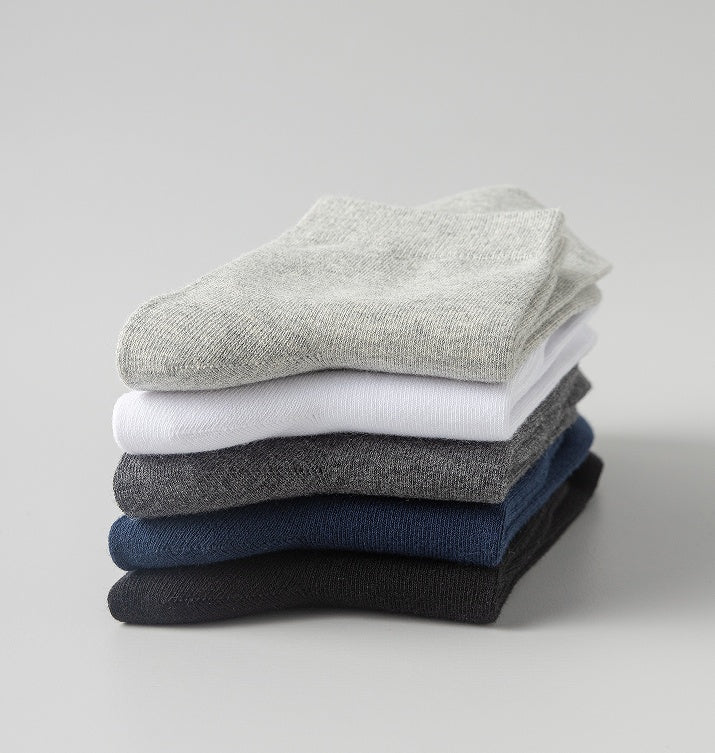 Breathable Mid-Calf Large Size 5 Pairs Solid Color Business Cotton Socks All-Season Long Socks