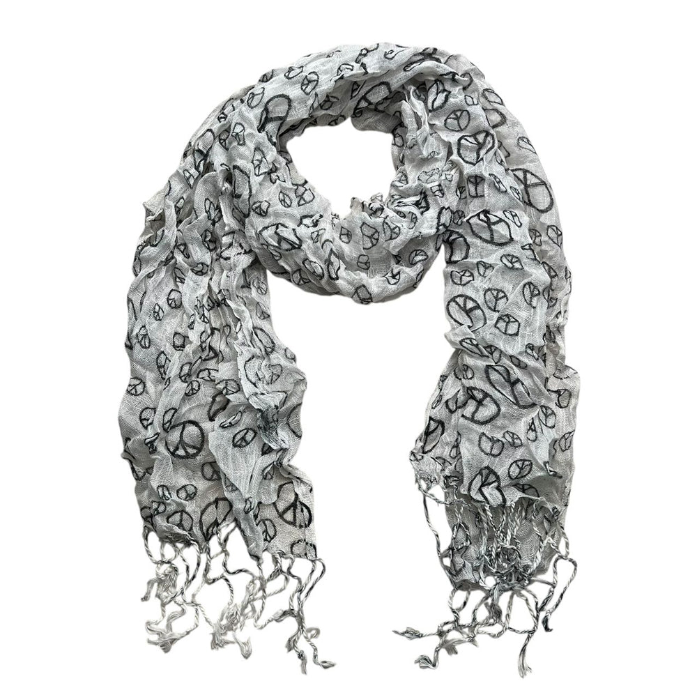 Black & White Print Viscose Scarf - Geometric Pattern Scarf 63inchx22inch