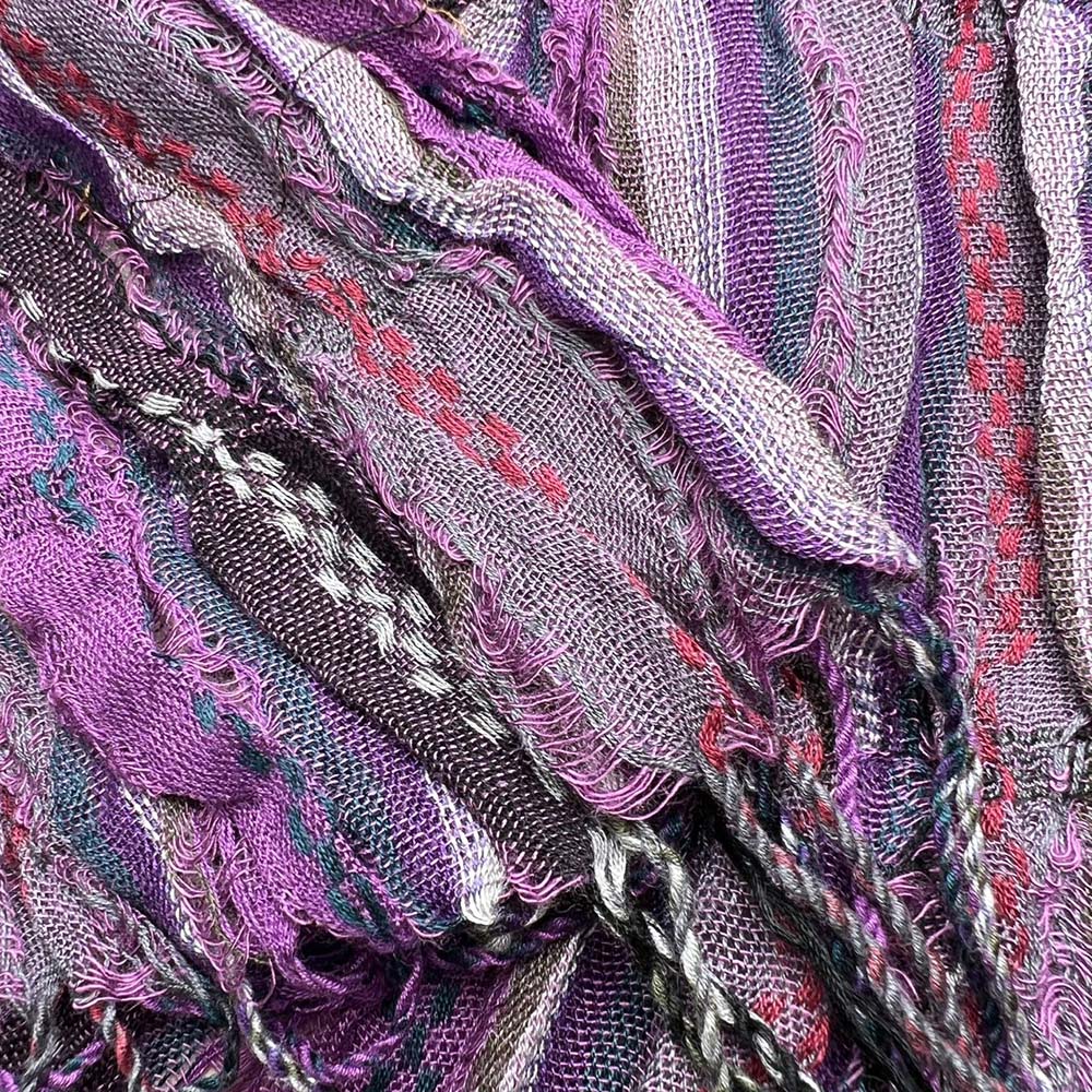 Purple Jacquard Crinkle Scarf - Regal Textured Scarf 70inchx29inch