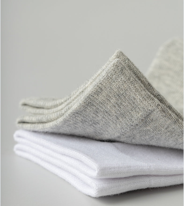 Breathable Mid-Calf Large Size 5 Pairs Solid Color Business Cotton Socks All-Season Long Socks