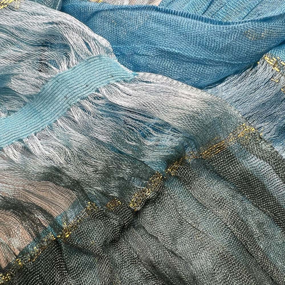 Turquoise Metallic Scarf - Shimmer Skinny Scarf 66inchx9.4inch