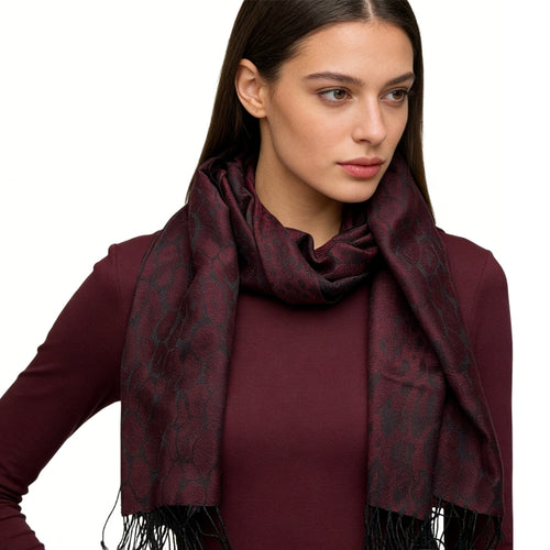 2pcs Floral Romantic Jacquard Florals On Vivid Magenta Long Scarf ,Luxe Look For Evening Wear,Scarf,vacation,daily Life,evening Party,Office Appropriate Subtlety For Women Men