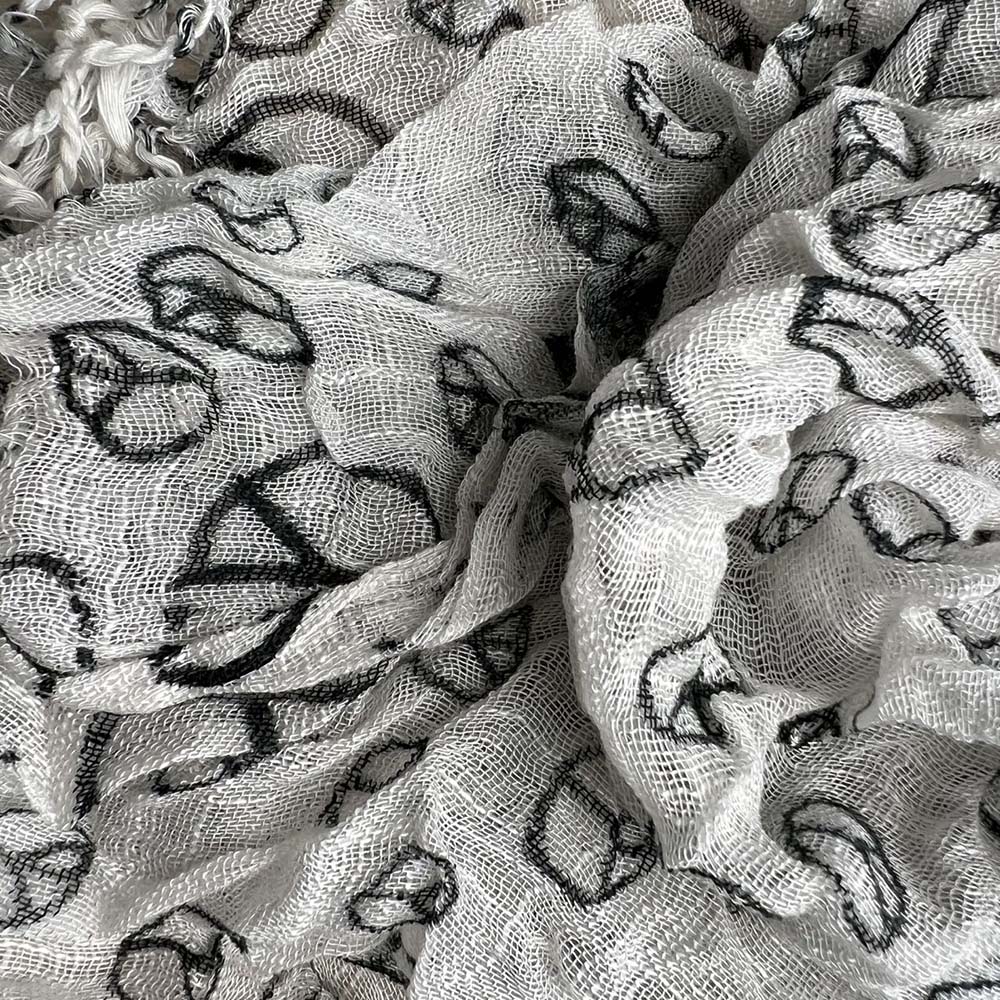 Black & White Print Viscose Scarf - Geometric Pattern Scarf 63inchx22inch