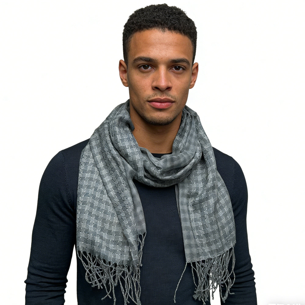 2pcs Deep Fringe Adds Movement Grey Acrylic Scarf With Fringe ,Luxe Look For Evening Wear,Scarf,vacation,daily Life,evening Party,Office Appropriate Subtlety For Women Men