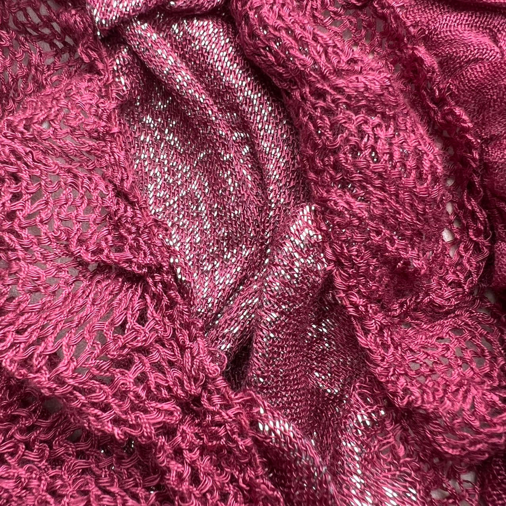 2pcs Extra Long Evening Glamour Piece Magenta Metallic Crinkle Scarf,Shimmer Textured Scarf ,Luxe Look For Evening Wear,Scarf,vacation,daily Life,evening Party,Office Appropriate Subtlety