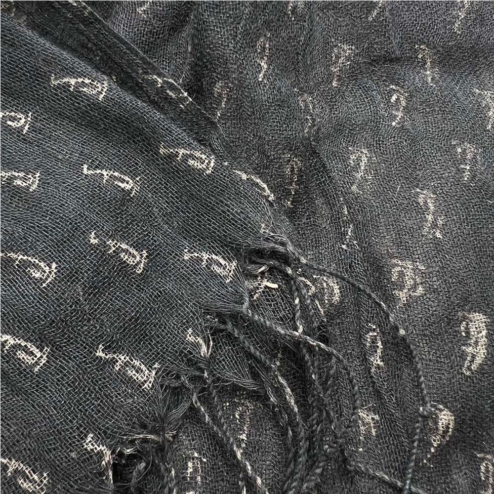Black Printed Viscose Scarf - Elegant Evening Scarf 67inchx26inch