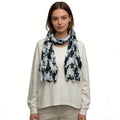Black & White Printed Crinkle Scarf - Graphic Textured Scarf 63inchx23inch