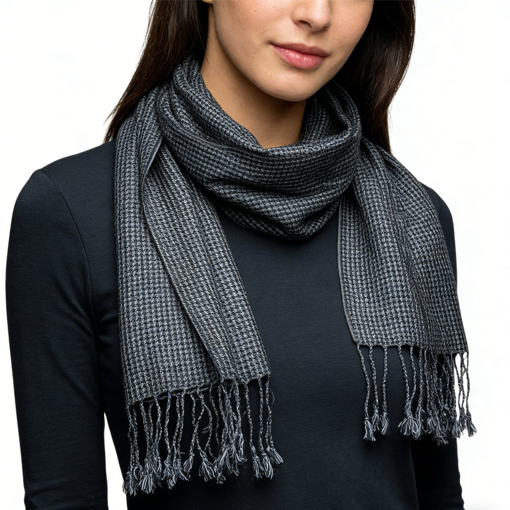 2pcs Grey Textured Minimalist Tone-on-tone Jacquard Scarf ,Luxe Look For Evening Wear,Scarf,vacation,daily Life,evening Party,Office Appropriate Subtlety For Women Men