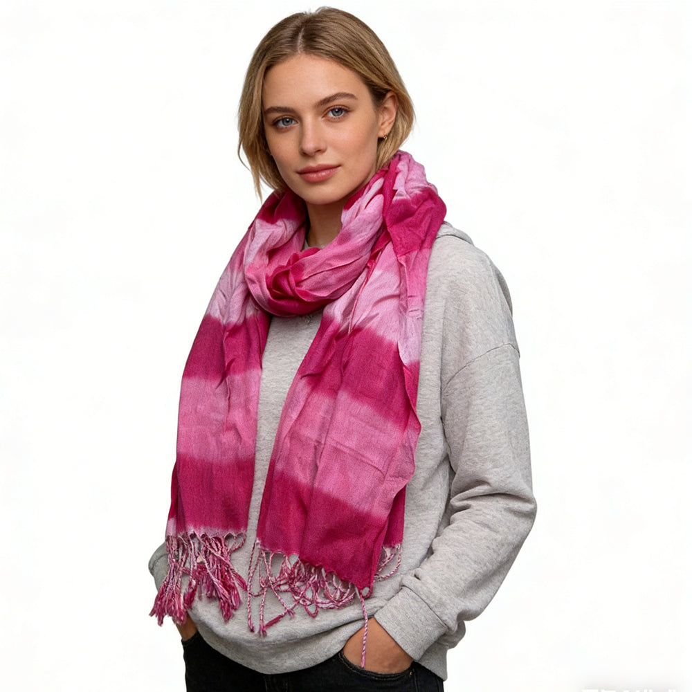 Hot Pink Printed Viscose Scarf - Vibrant Daily Scarf 67inchx24inch