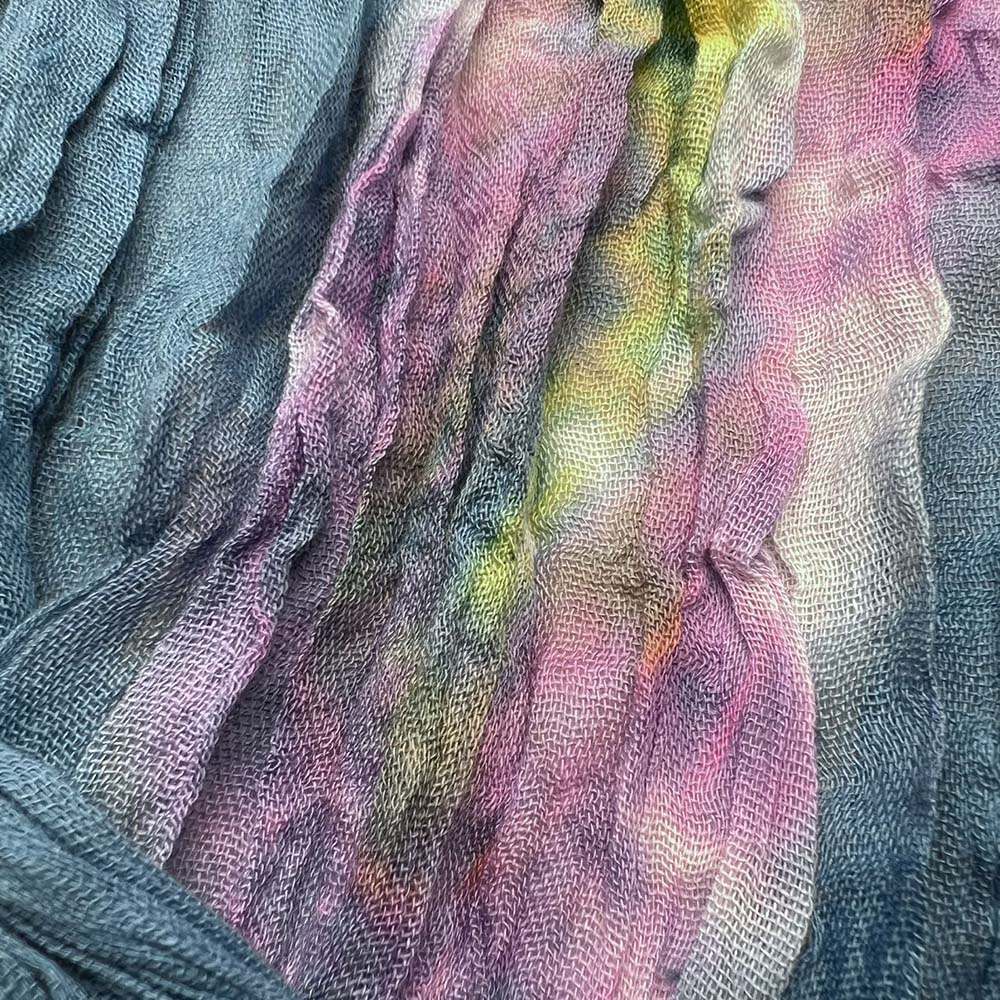 Turquoise Tie-Dye Cotton Scarf - Bohemian Crinkle Scarf 67inchx26inch