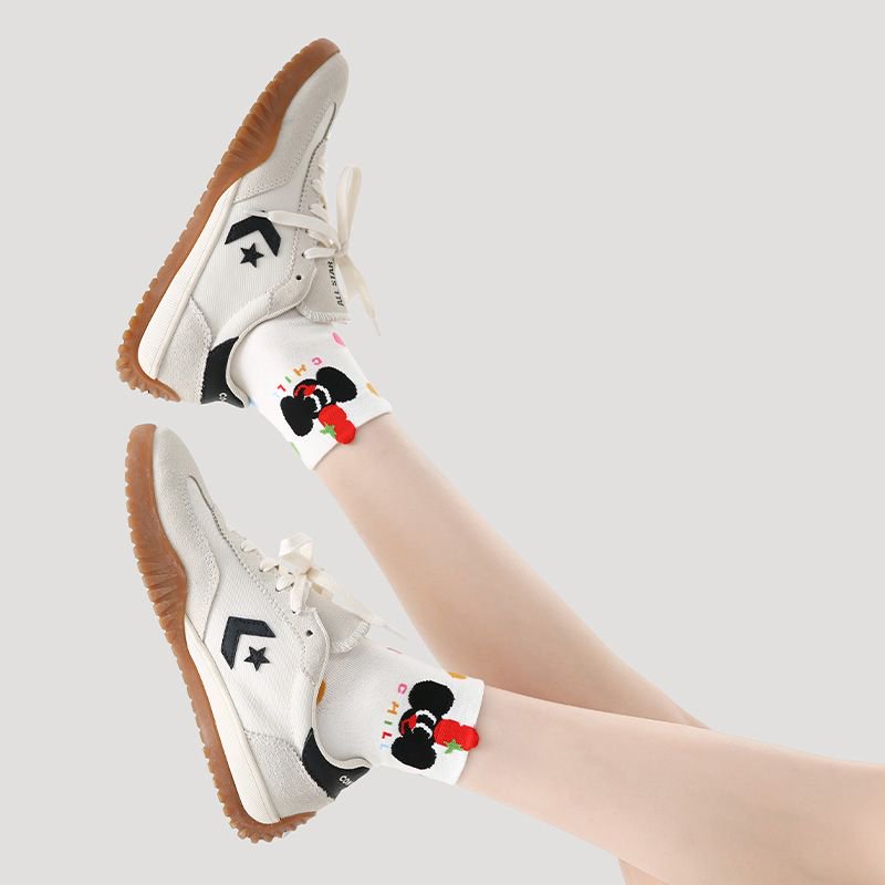 Renaissance Women's Short Socks 3-Pair Set Spring Summer Cartoon Low-Cut Boat Socks Instagram-Worthy Cute Minimalist Versatile Style For Girls