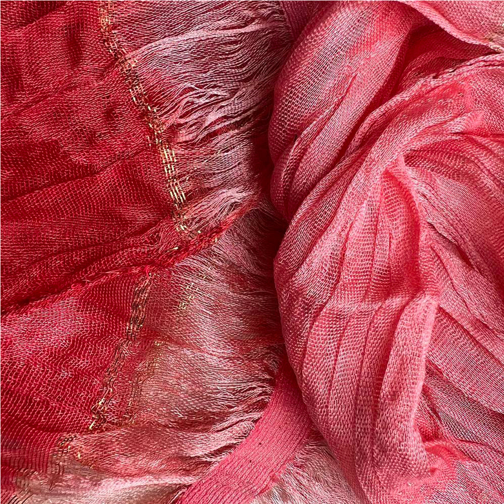 Red Metallic Polyester Scarf - Skinny Long Scarf With Silver Threads 66inchx9.4inch