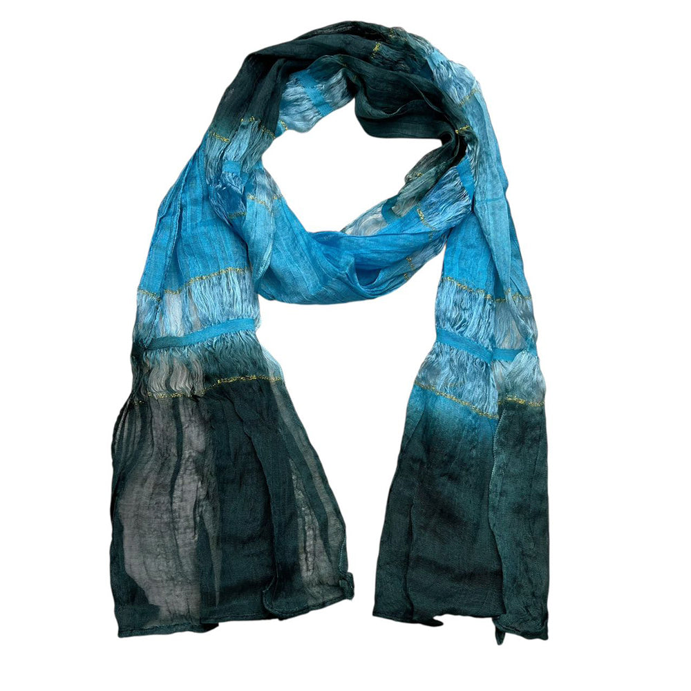 Turquoise Metallic Scarf - Shimmer Skinny Scarf 66inchx9.4inch