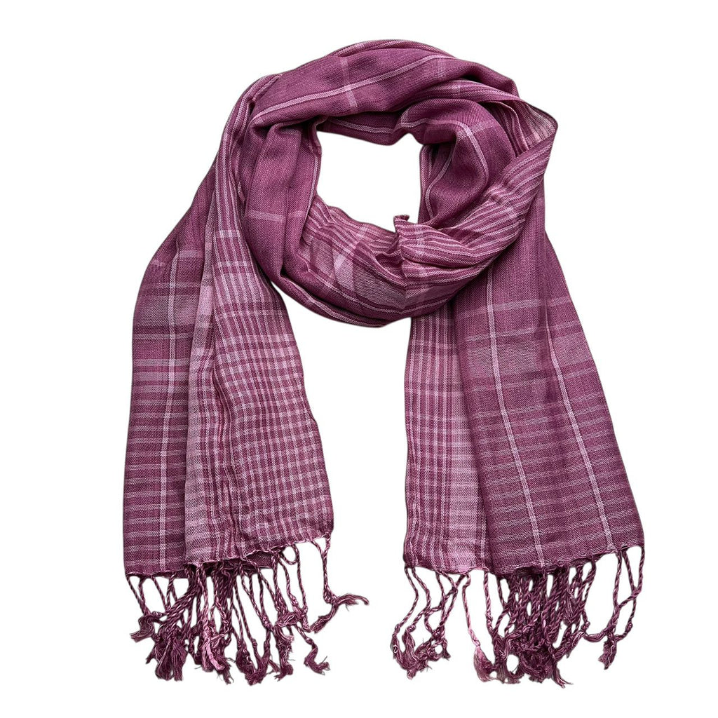 2pcs Bright Color Block Fuchsia Yarn-Dyed Scarf,Luxe Look For Evening Wear,Scarf,vacation,daily Life,evening Party,Office Appropriate Subtlety For Women Men