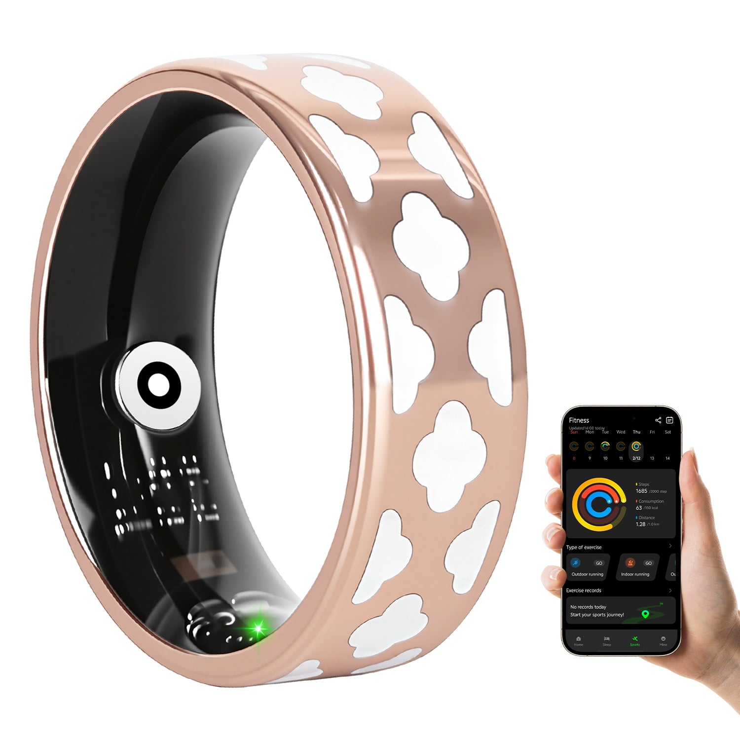 Smart Ring Health Tracker Fitness Sleep Stress HRV Tracker With Charging Case Magnetic Charging Cable For Women & Men Compatible With IOS & Android 7-Day Battery Life Size 7 Size 8 Size9 Size10