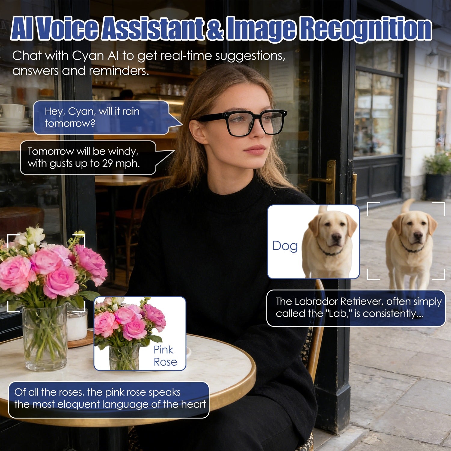 1Pc AI Smart Glasses With Camera And Audio 8MP HD1080P Real Time Translation 139 Languages Voice Assistant AI Photo Recognition Music Playback & Hands-Free Calling For Travel Meeting Vlog