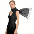 Black Printed Viscose Scarf - Elegant Evening Scarf 67inchx26inch