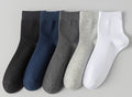 Breathable Mid-Calf Large Size 5 Pairs Solid Color Business Cotton Socks All-Season Long Socks