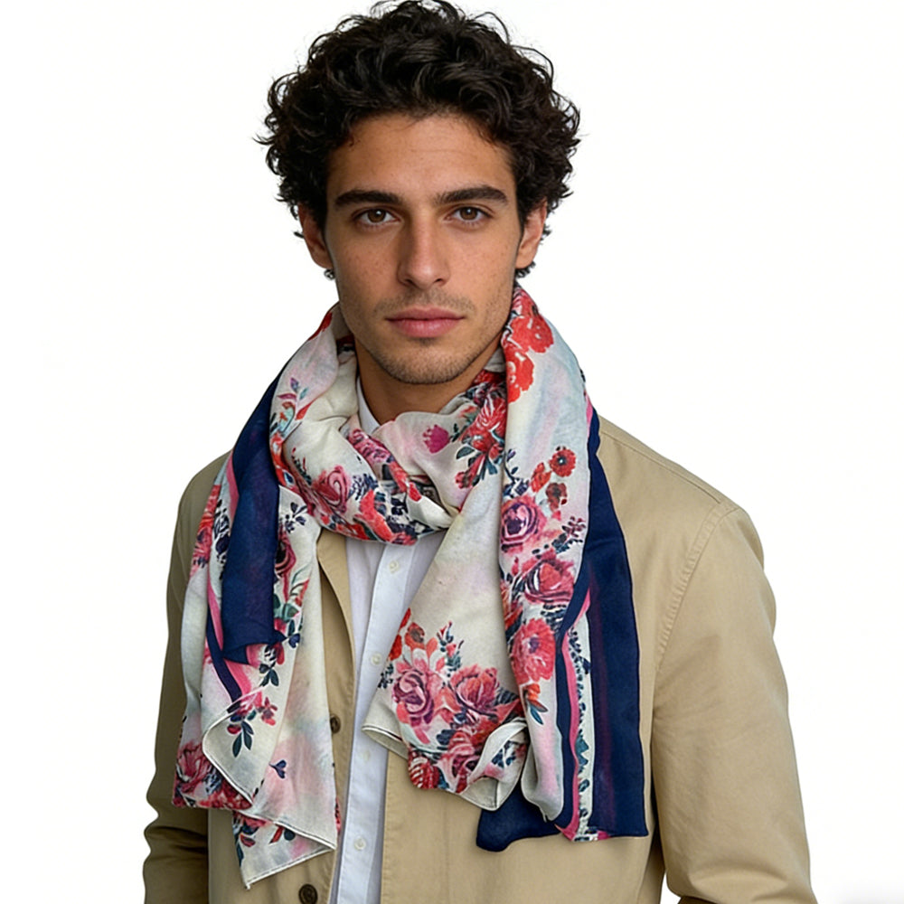 2pcs Extra Long Chic Floral Lightweight And Stylish Wrap Scarf ,Luxe Look For Evening Wear,Scarf,vacation,daily Life,evening Party,Office Appropriate Subtlety For Women Men
