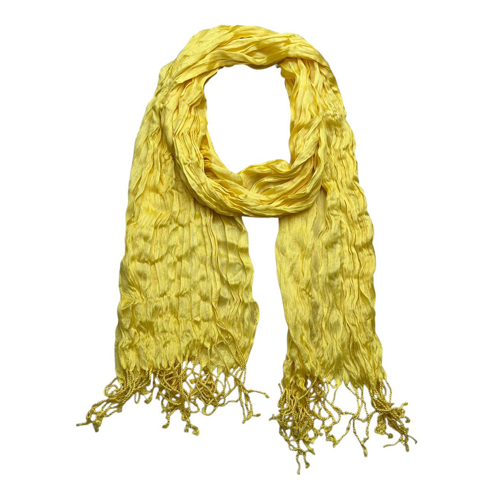 Yellow Dyed Crinkle Scarf - Textured Summer Scarf 67inchx24inch