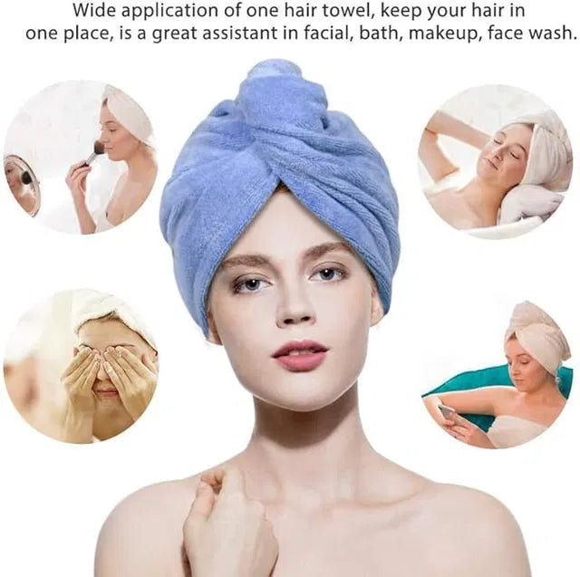 Ultra-Soft Coral Fleece Hair Drying Cap with Cloud Texture