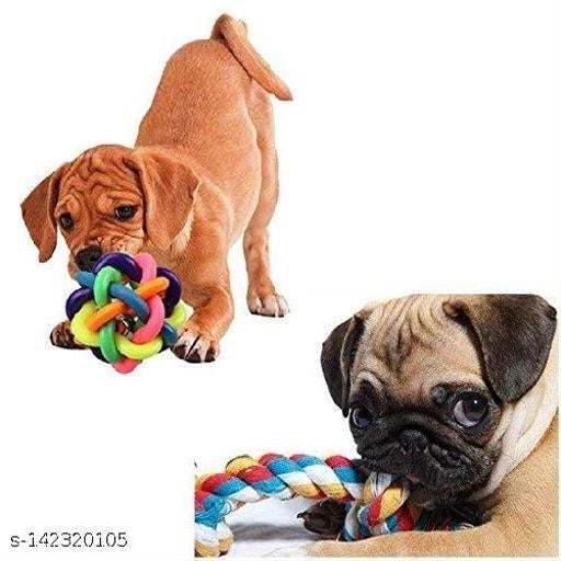 Chew Playing Rubber Colored Knot Ball for Pet (Multicolor)