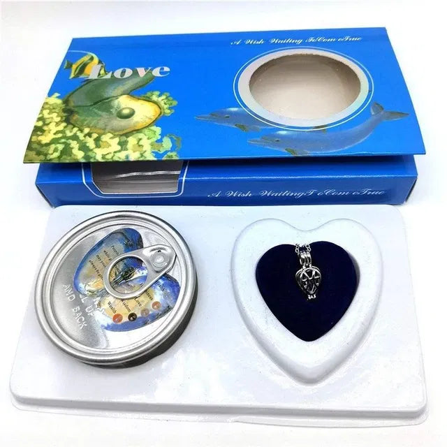 Freshwater Shell Canned Oyster Ocean Love Real Pearl Necklace Set