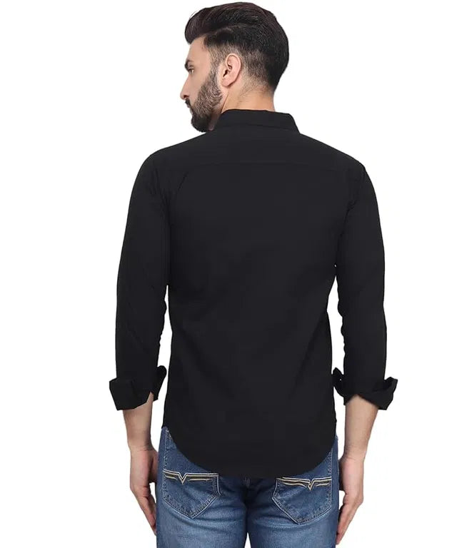 Men’s Black Slim Fit Formal & Casual Shirt Full Sleeve Solid Shirt Pack of 2