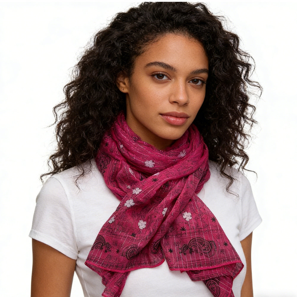 2pcs Hot P Ink Printed Square Scarf ,Oversized Head Wrap,Luxe Look For Evening Wear,Scarf,vacation,daily Life,evening Party,Office Appropriate Subtlety For Women Men