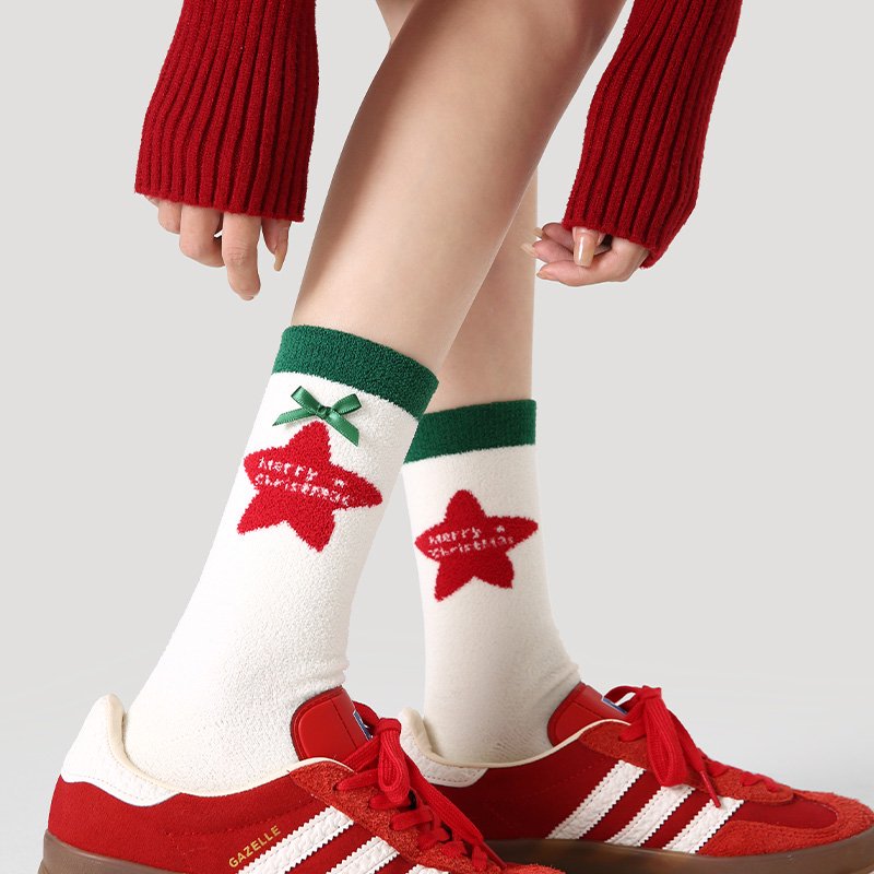 Holiday Collection Fall Or Winter Christmas Cotton Socks Women's Mid-Calf Socks With Festive Designs