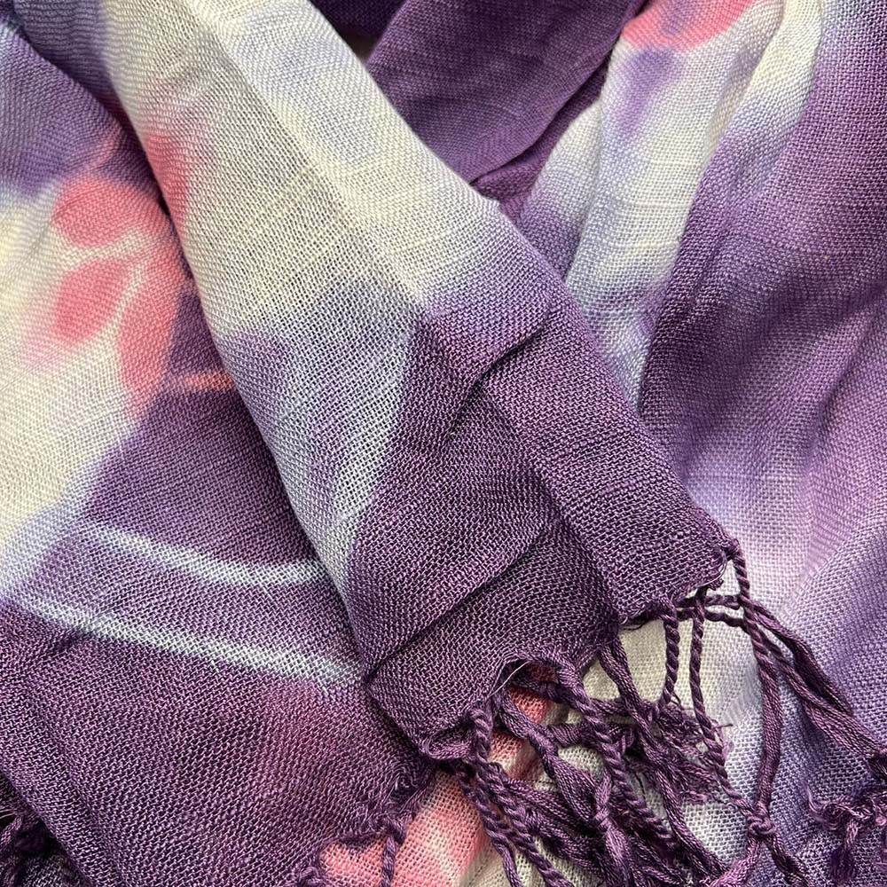 Purple Printed Viscose Scarf - Flowy Boho Scarf 59inchx24inch