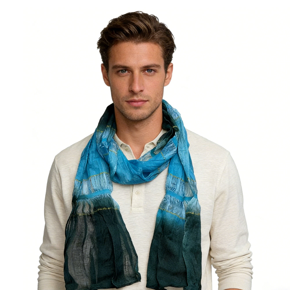 Turquoise Metallic Scarf - Shimmer Skinny Scarf 66inchx9.4inch