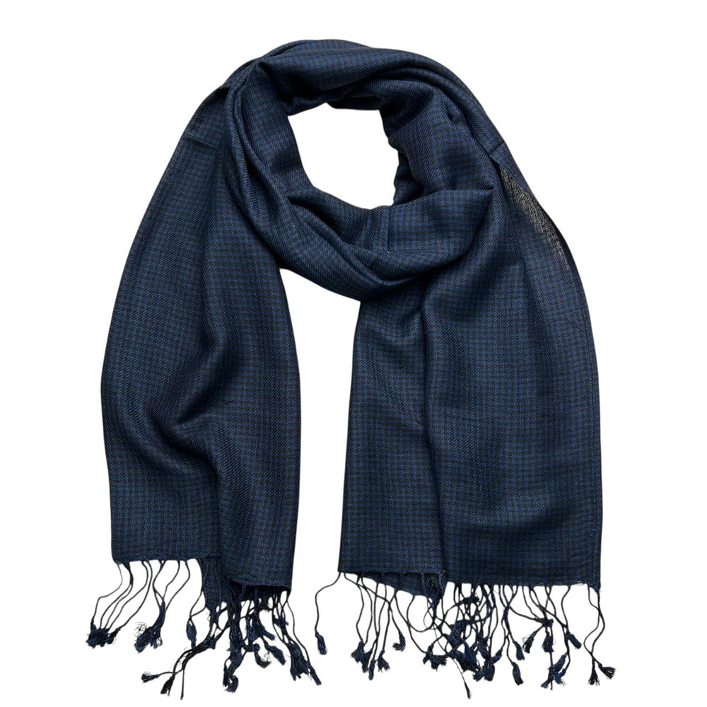Navy Jacquard Polyester Scarf - Herringbone Texture Scarf 70inchx21inch