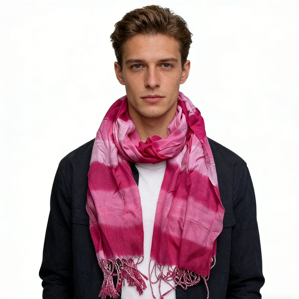 Hot Pink Printed Viscose Scarf - Vibrant Daily Scarf 67inchx24inch