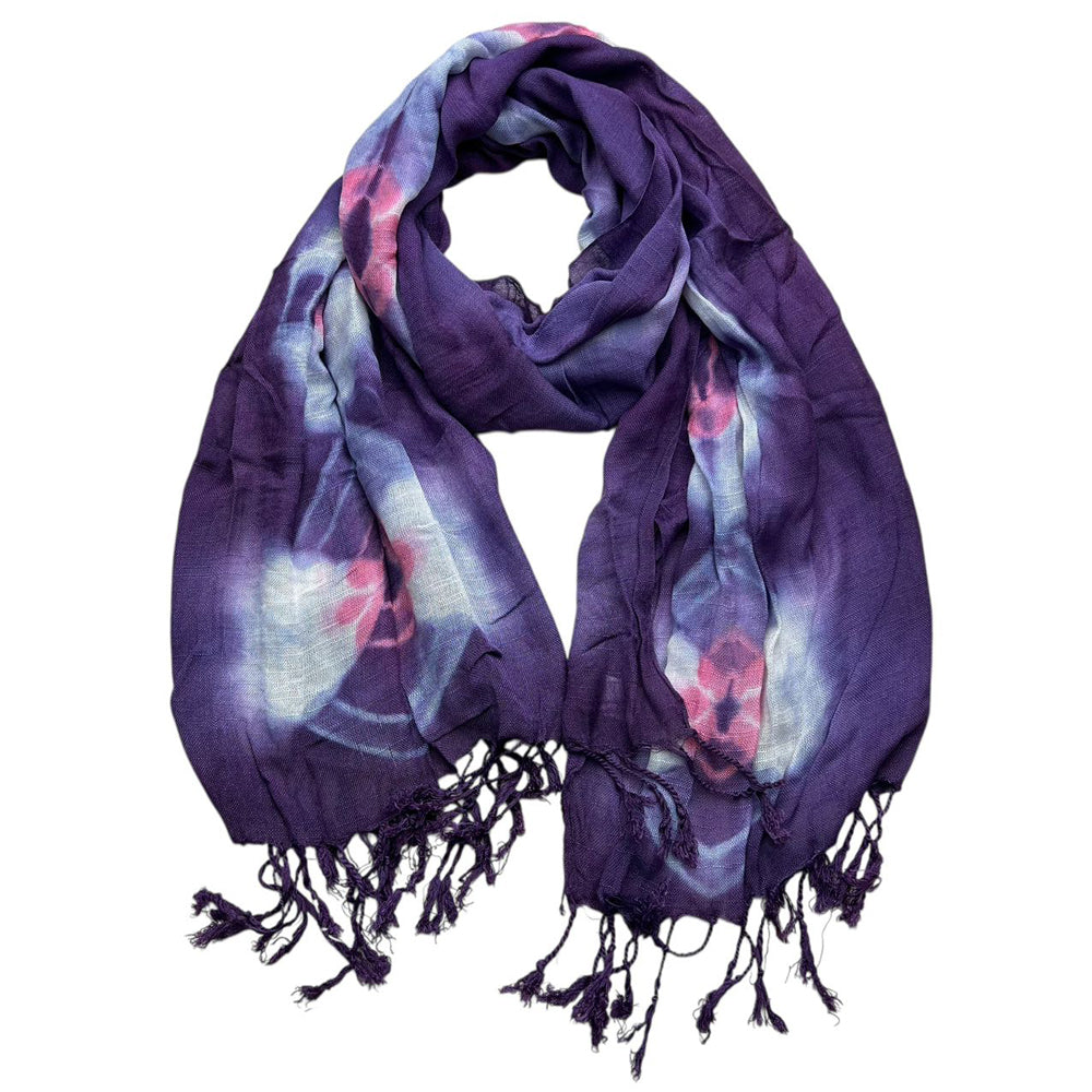 Purple Printed Viscose Scarf - Flowy Boho Scarf 59inchx24inch