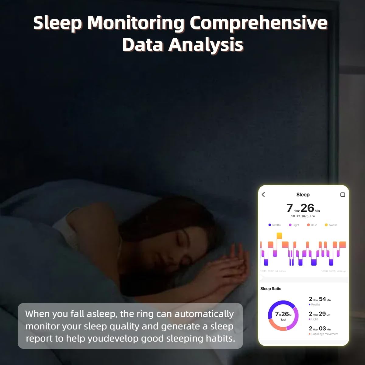 Smart Ring For Women, Health & Fitness Tracker With Heart Rate, Blood Oxygen, Sleep Monitoring, Elegant Rose Gold Design With Crystal Accents, IP68 Waterproof, Gesture Control