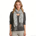 Black & White Print Viscose Scarf - Geometric Pattern Scarf 63inchx22inch