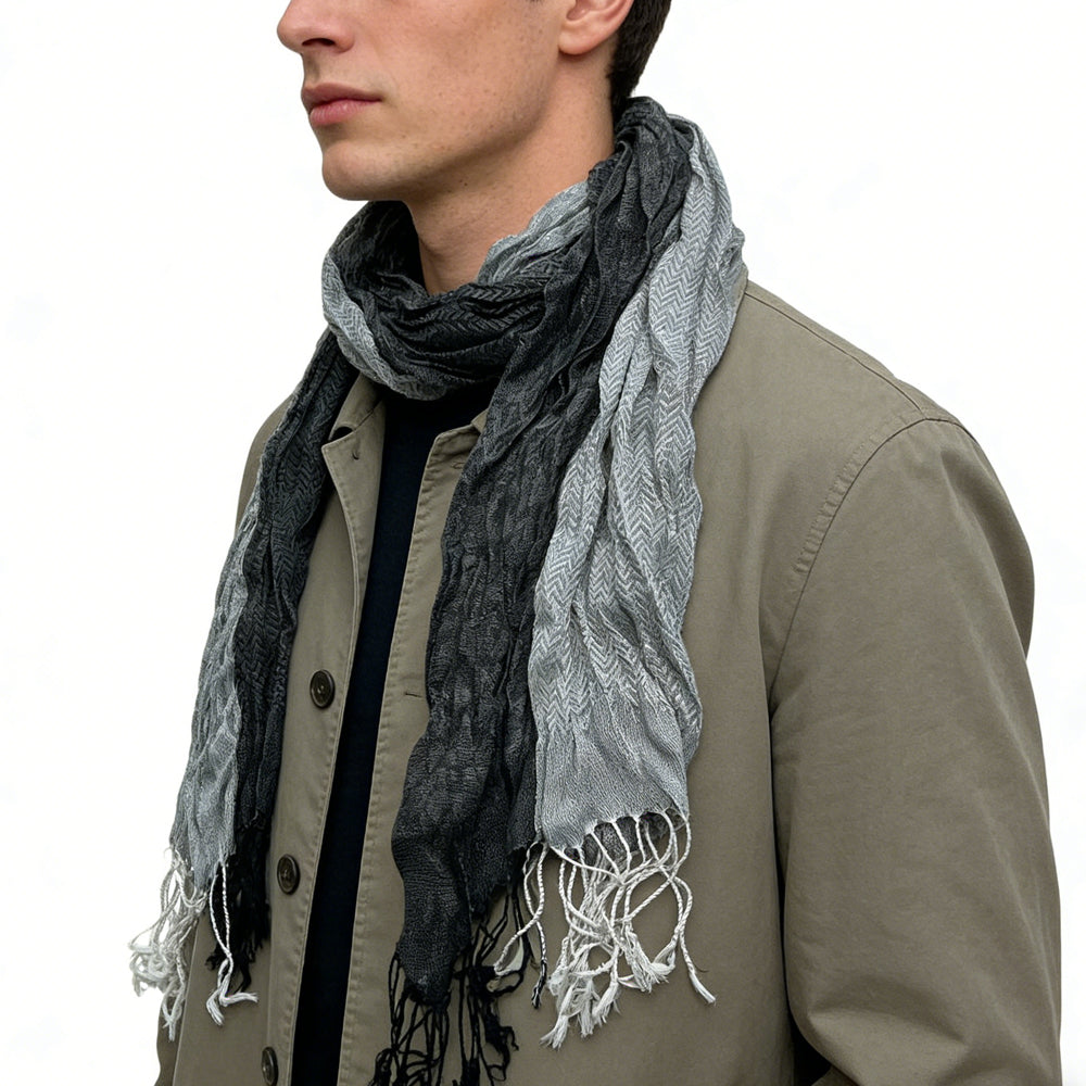 Jacquard Polyester Long Scarf For Women - Grey Winter Accessory 71inchx28inch
